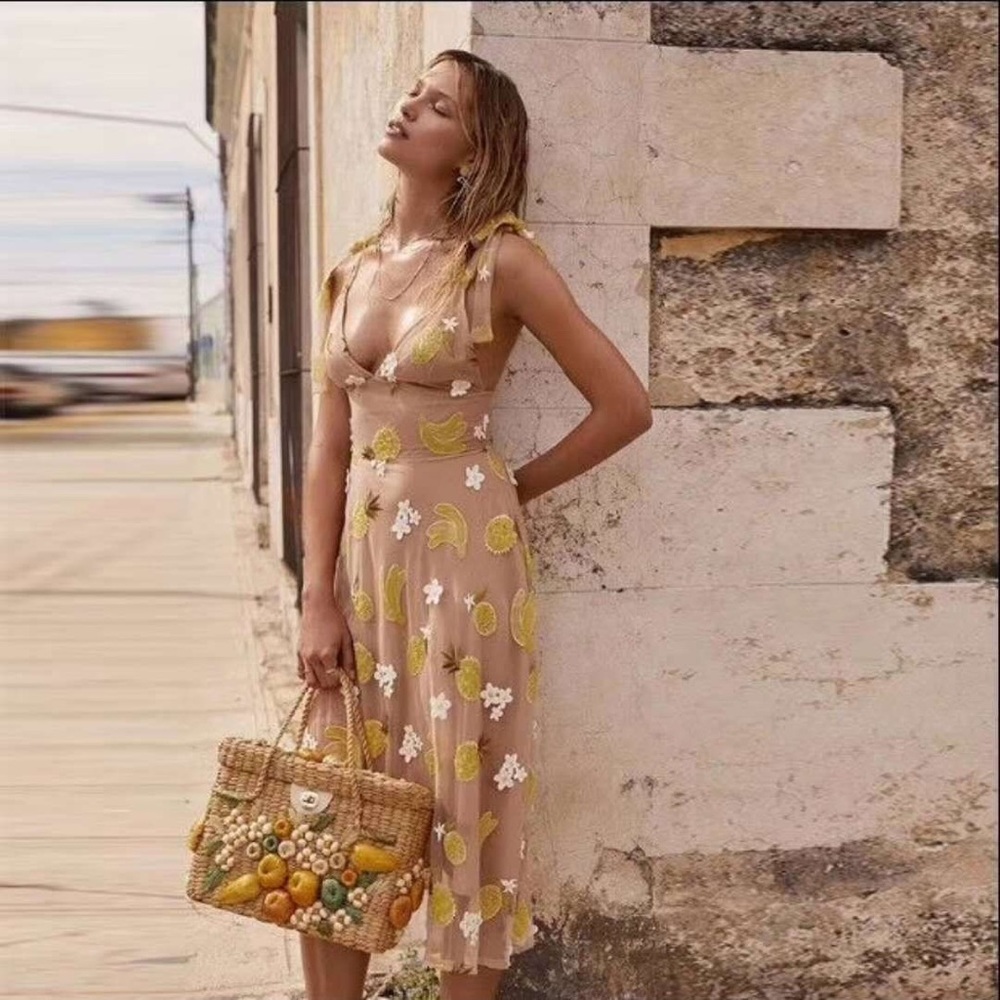 NWT For Love &Lemons Fruit Punch Sequin MIDI Dress